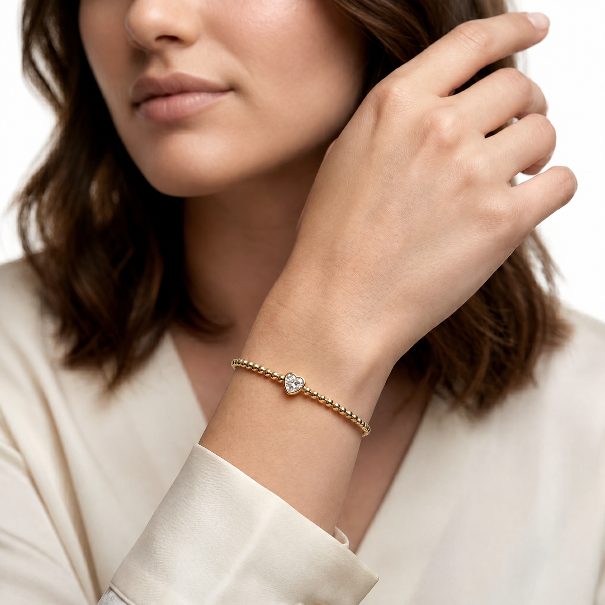 .32ct 14k Yellow Gold Heart Diamond Bangle