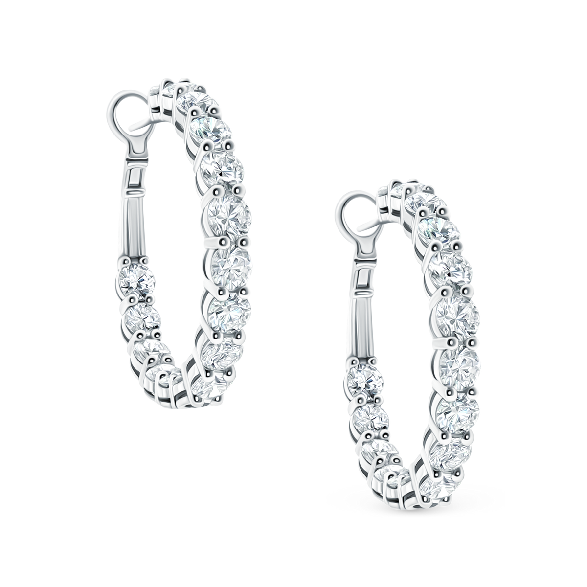 4.41ct 18k White Gold Diamond Hoops — photo 1 of 1