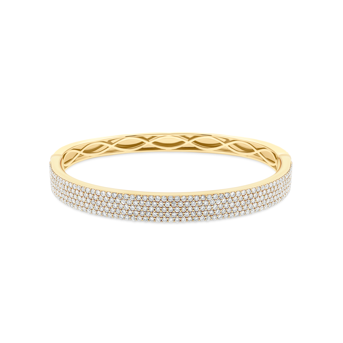 170-4218 2.50ct 18k Yellow Gold Pavé Diamond Bangle