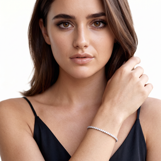 170-4221 2.00ct 18k White Gold Diamond Bangle worn on model
