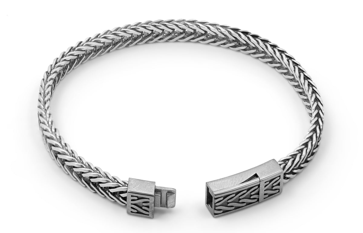 BR2362 - Oxidised sterling silver Coda Di Volpe bracelet – H