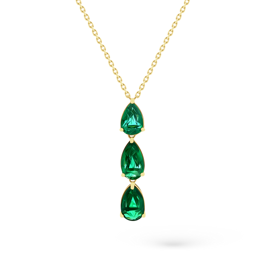 .10ct 18k Yellow Gold Diamond and Emerald Necklace - SKU 235-159
