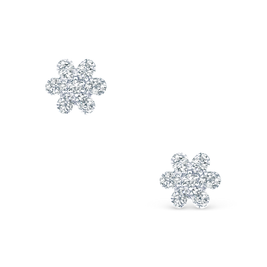 .15ct 14k White Gold Diamond Flower Stud Earrings, SKU 150-6515