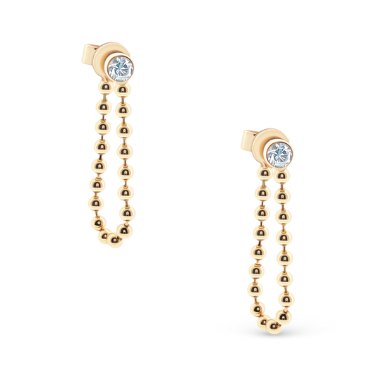 .17ct 14k Yellow Gold Diamond Ball Chain Drop Earrings, SKU 150-6526