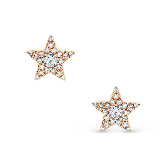 14k yellow gold diamond star stud earrings, SKU 150-6509
