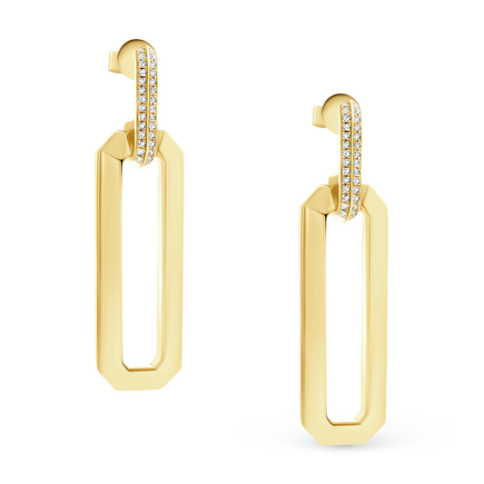 .18ct 14k Yellow Gold Diamond Link Drop Earrings — photo 1 of 2