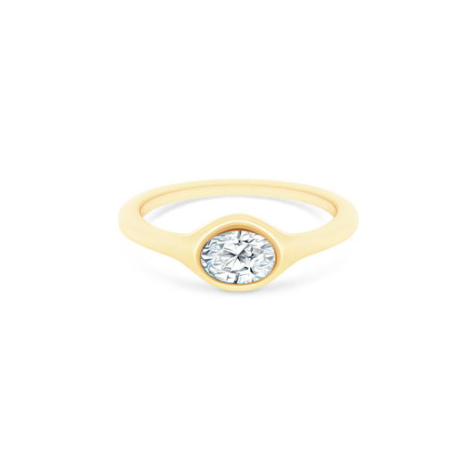 .33ct 14k Yellow Gold Oval Diamond Pinky Ring, SKU 130-2075