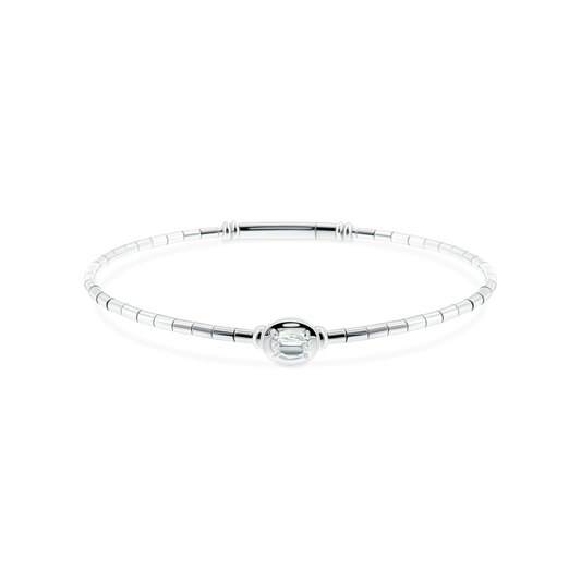 14k white gold diamond flexible bangle with pear center 170-4197