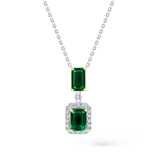 .35ct 18k Gold Diamond and Emerald Necklace - SKU 235-158