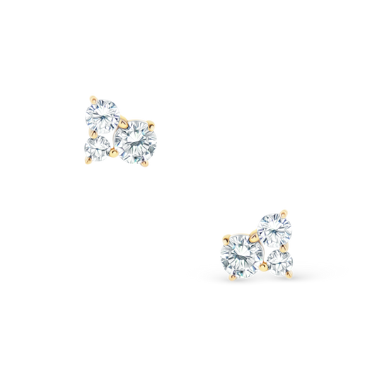 .42ct 14k Yellow Gold Diamond Cluster Stud Earrings, SKU 150-6508