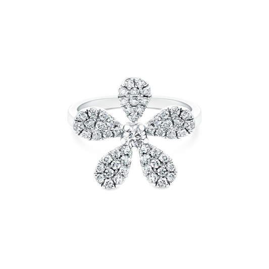 .50ct 14k White Gold Diamond Flower Ring - SKU 130-1764