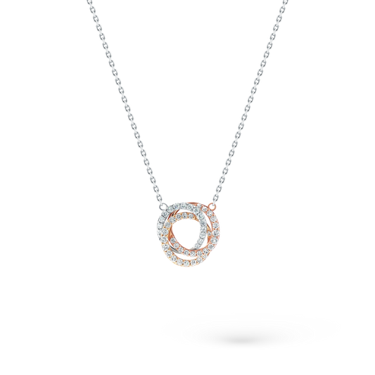 160-5395 — 0.50ct 18k Tri-Color Gold Diamond Knot Pendant