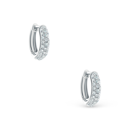 150-6607 0.51ct 18k White Gold Pavé Diamond Huggie Hoops