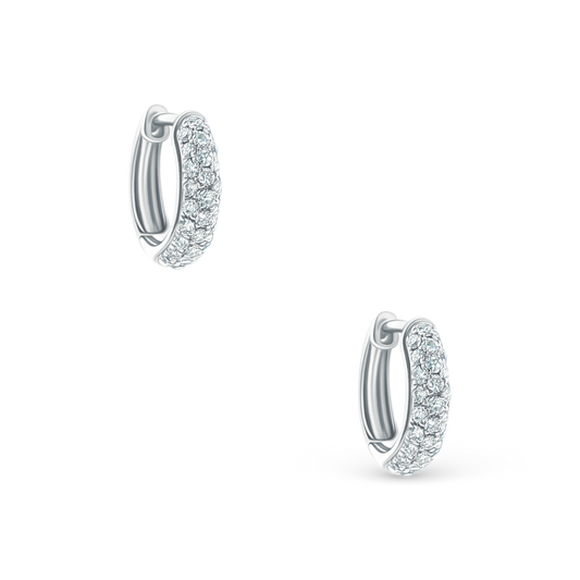 150-6607 0.51ct 18k White Gold Pavé Diamond Huggie Hoops