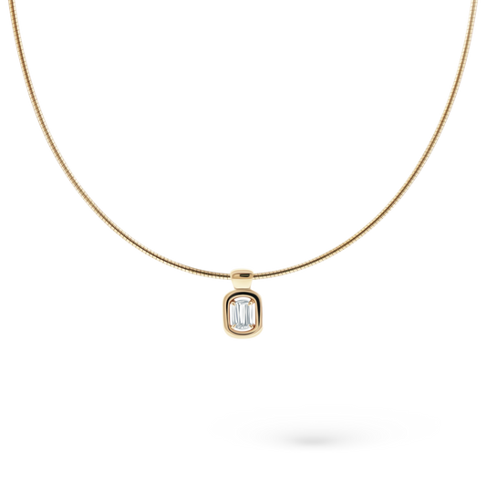 14k yellow gold emerald cut diamond solitaire necklace 165-1865