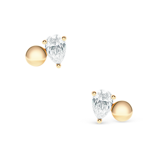 .64ct 14k Yellow Gold Pear-Shape Diamond Earrings, SKU 150-6519