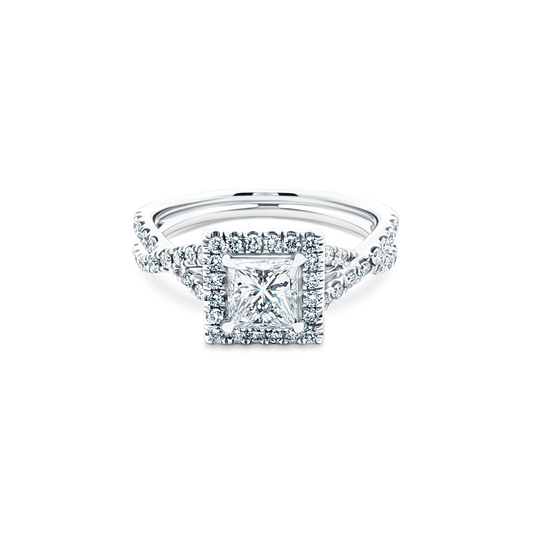 1.08ct Princess Halo Diamond Twisted Shank Engagement Ring — photo 1 of 3
