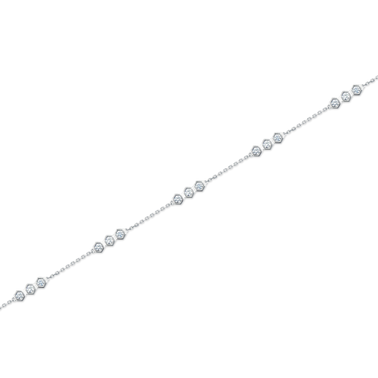 .75ct 18k White Gold Diamond Hex Station Bracelet — photo 1 of 2