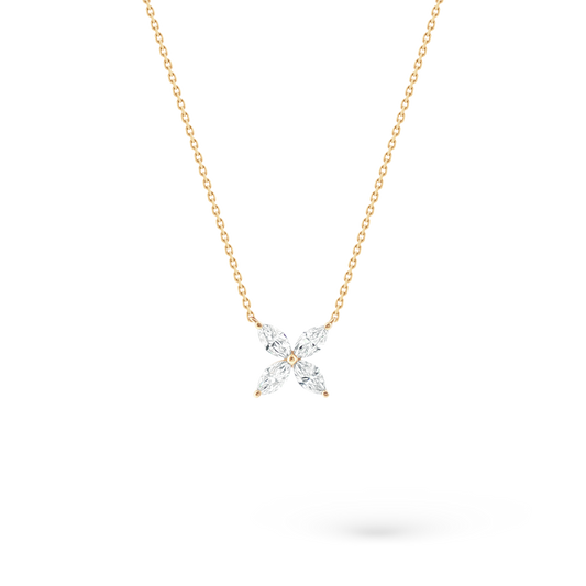 160-5391 — 0.75ct 18k Yellow Gold Diamond Flower Pendant