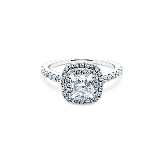 1.12ct Cushion Double Halo Diamond Engagement Ring — photo 1 of 3