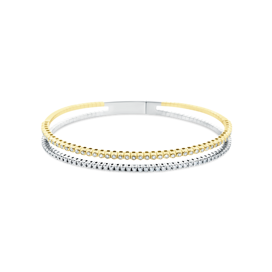 .85ct 14k White and Yellow Gold Diamond Bangle — photo 1 of 2