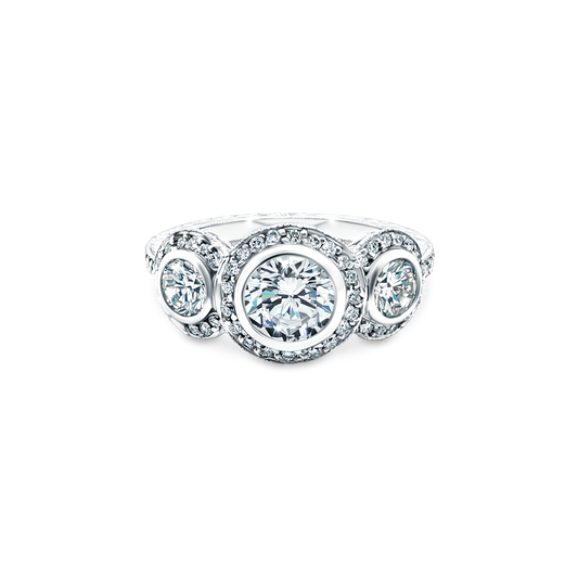 2.03ct Three Stone Round Brilliant Cut Diamond Engagement Ring — photo 1 of 3