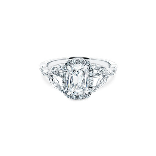 1.30ct Cushion Halo Diamond Split Shank Engagement Ring — photo 1 of 3