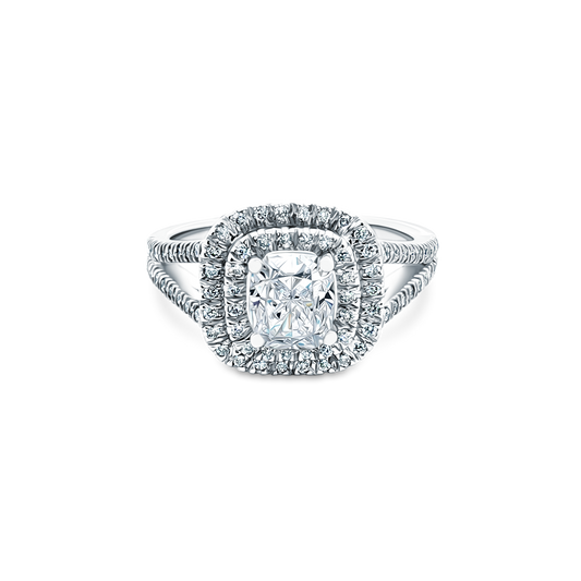 1.65ct Cushion Double Halo Diamond Engagement Ring — photo 1 of 3