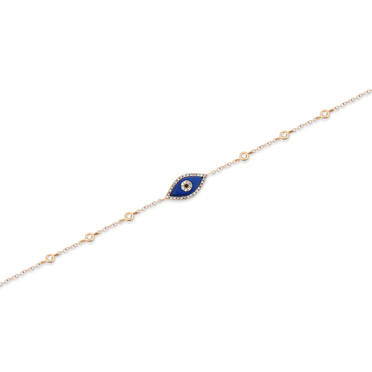 .95ct 14k Yellow Gold Diamond Evil Eye Bracelet, SKU 170-4161