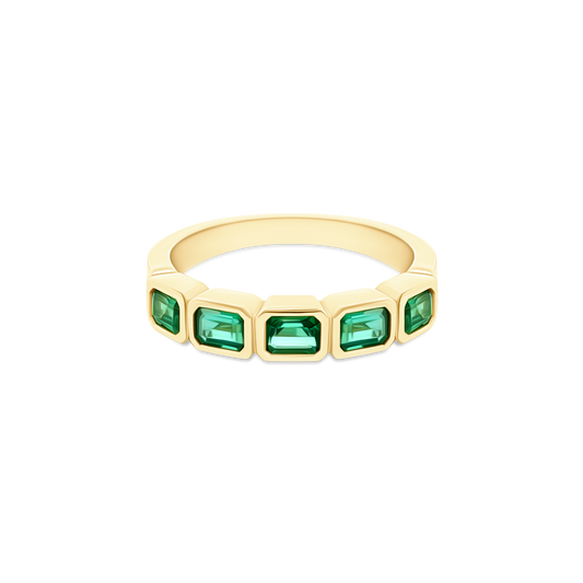 18k Yellow Gold Emerald Cut Gemstone Band - SKU 200-1761