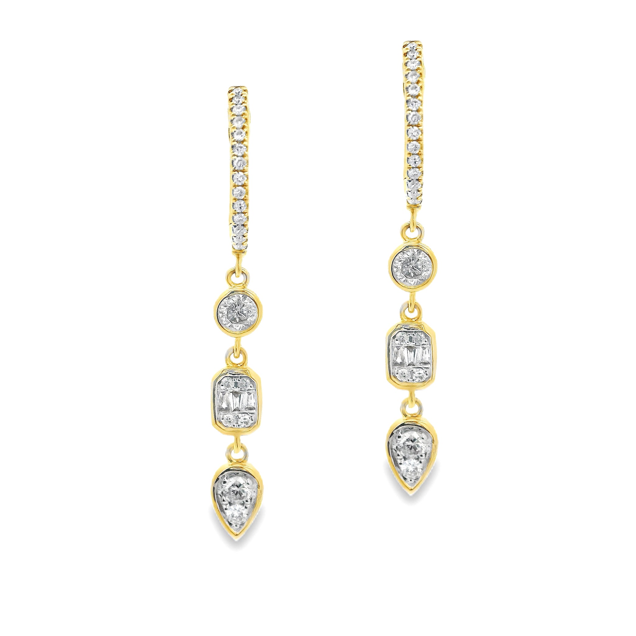 150-6073 - .47ct 14k Yellow Gold Diamond Drop Earrings – H.L