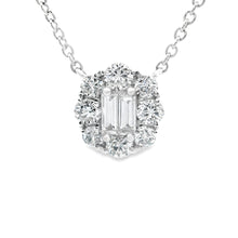 This gorgeous 18k white gold necklace features 8 round brilliant cu...