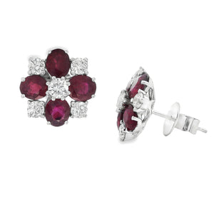 These gorgeous 18k white gold earrings feature oval cut rubies and ...