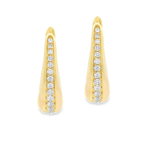 These dainty and beautiful 18k yellow gold earrings feature 28 roun...