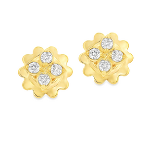 
Dainty 18k yellow gold diamond earrings 
Diamonds total approximat...