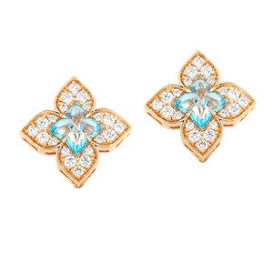 18k rose gold Venetian Princess blue topaz and diamond accent flowe...