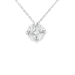 This beautiful 14k white gold necklace features 5 diamonds that giv...