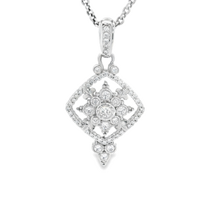 18k white gold pendant with round brilliant cut diamonds totaling a...