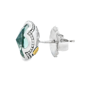 Sterling silver/18k white gold prasiolite stud earrings by Tacori. ...