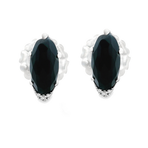 Sterling silver/18k white gold black onyx stud earrings by Tacori. 
