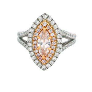 Platinum Pink & White Diamond Ring
