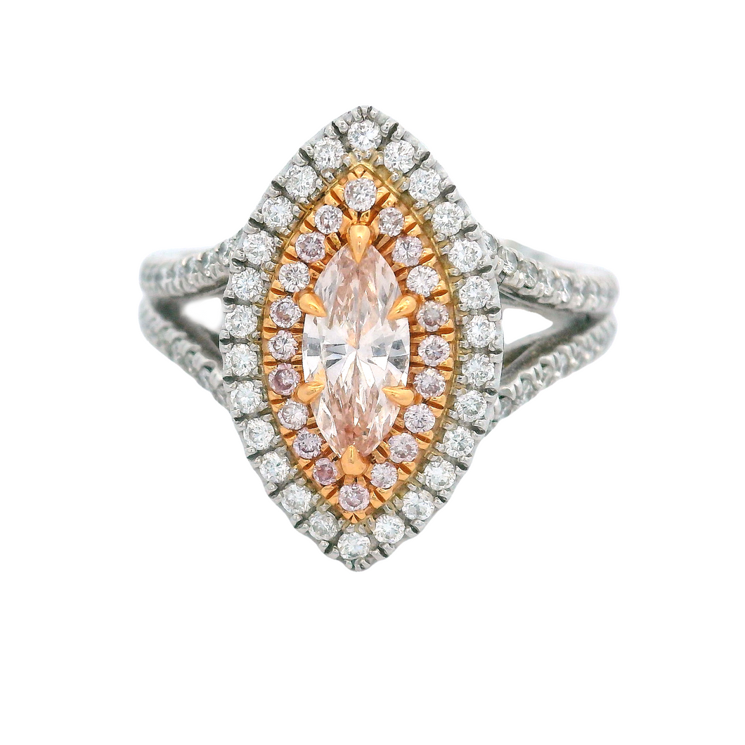 Platinum Pink & White Diamond Ring
