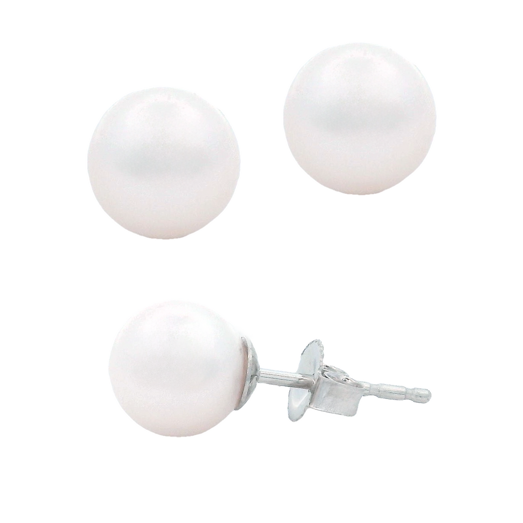 14k white gold 6.5-7mm pearl stud earrings.
