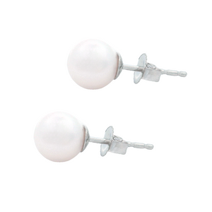 14k white gold 6.5-7mm pearl stud earrings.

