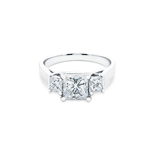 1.40ct Three Stone Princess Cut Diamond Engagement Ring — photo 1 of 3