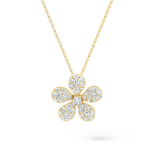 1.02ct 18k Yellow Gold Diamond Flower Pendant - SKU 160-5306