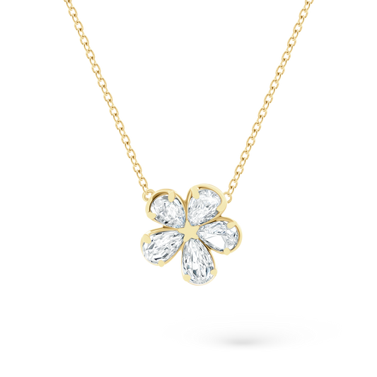1.08ct 18k Yellow Gold Diamond Flower Pendant - SKU 160-5271