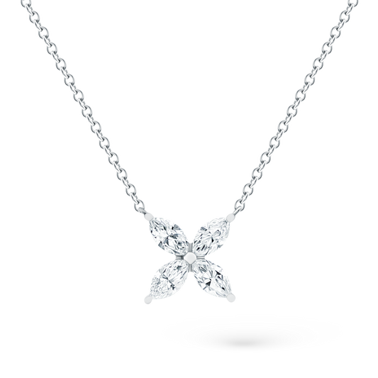 1.10ct 18k White Gold Diamond Flower Pendant - SKU 160-5264