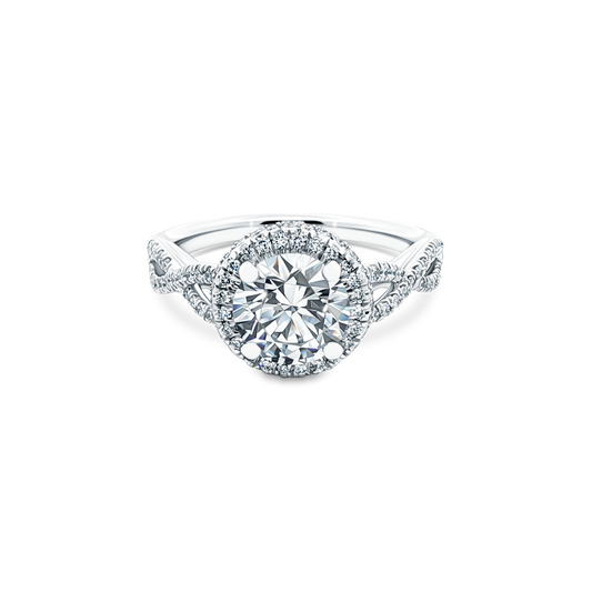 1.56ct Round Halo Diamond Twisted Shank Engagement Ring — photo 1 of 3