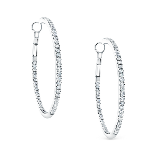 1.25ct 18k White Gold Diamond Hoops — photo 1 of 1